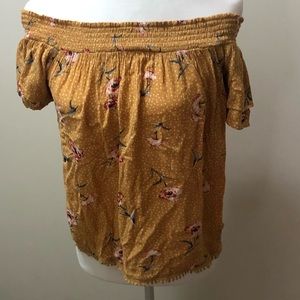 Yellow off the shoulder blouse